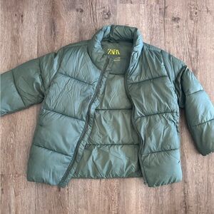 Zara Olive Green Quilted Jacket